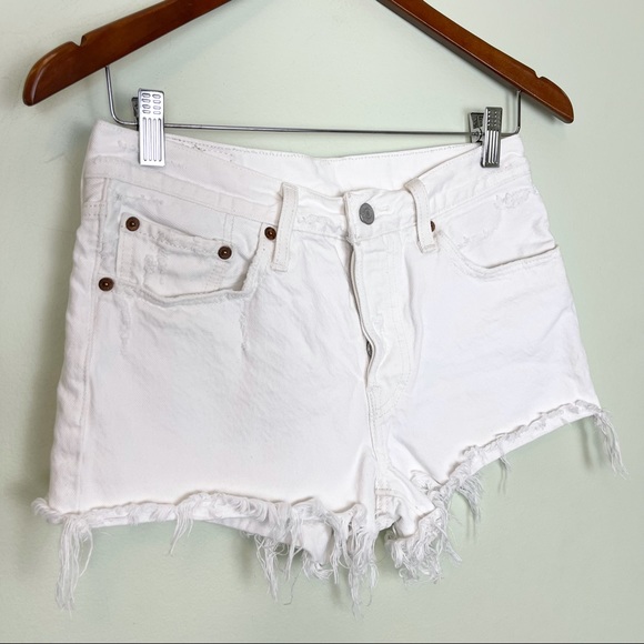 Levi's Pants - Levi’s 501 Button Fly High Rise White Jean Shorts size 26